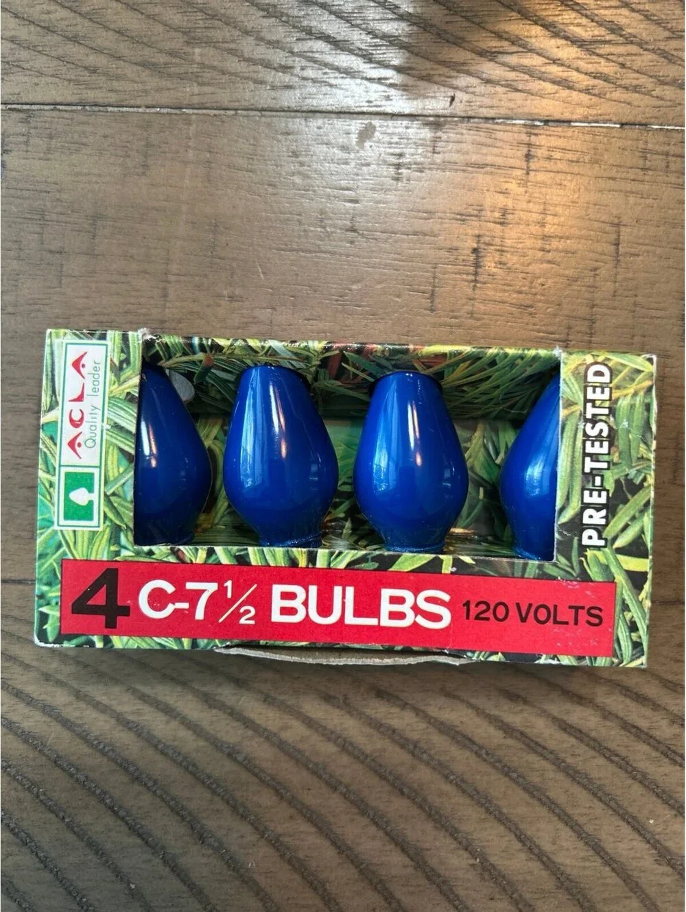 Vintage ACLA C-7½ Blue Christmas Replacement Bulbs 4-Pack 120V Made in Korea NOS